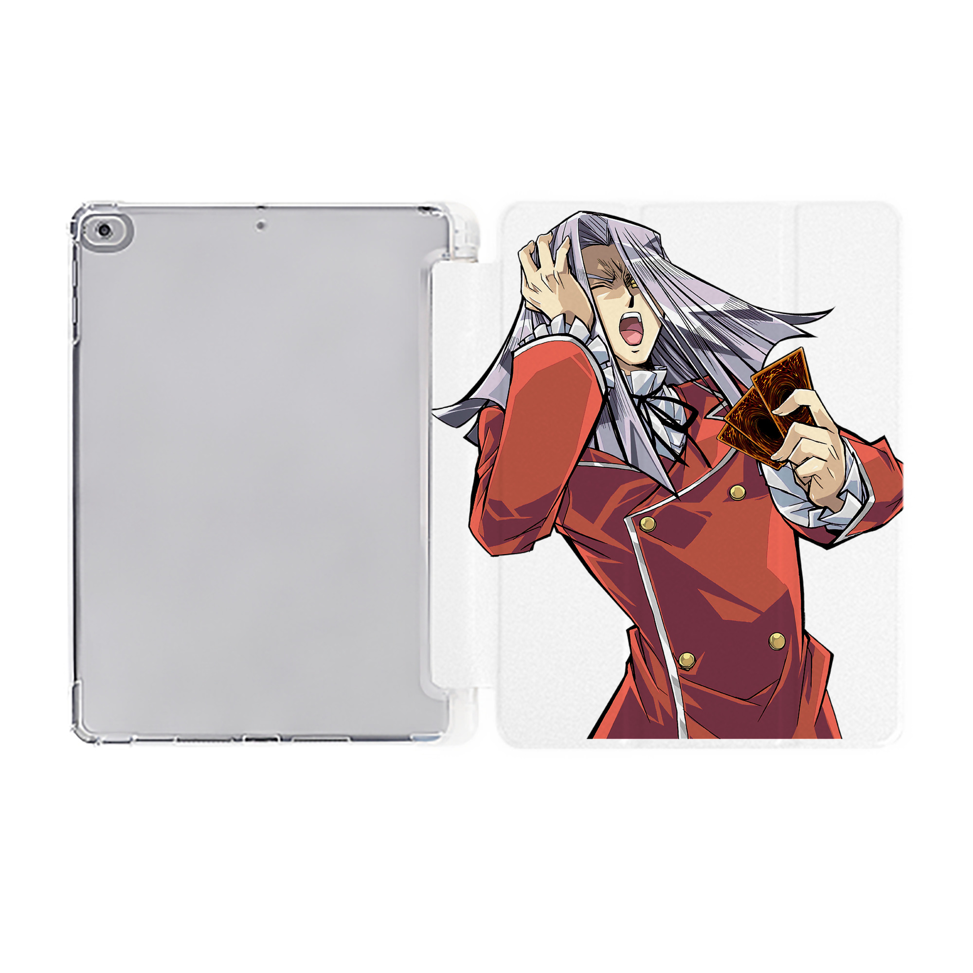 （画像用） 遊☆戯☆王 Yu-Gi-Oh! IPad ケース ペン収納付き 三つ折りスタンド PUレザー×シリコン 対応機種9.5/10.5/10.9インチ